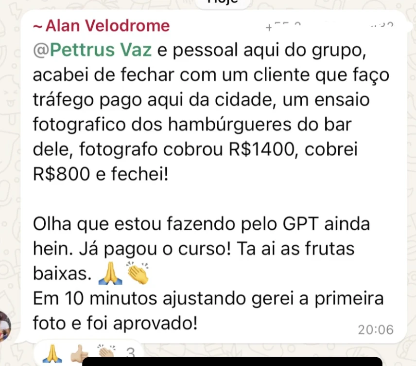 Alan relata a contratação de um trabalho de imagens para um cliente.